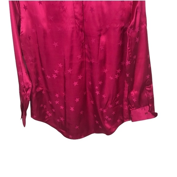Tabitha Simmons Equipment Pink Satin Star Print Button Down Shirt - Picture 6 of 9